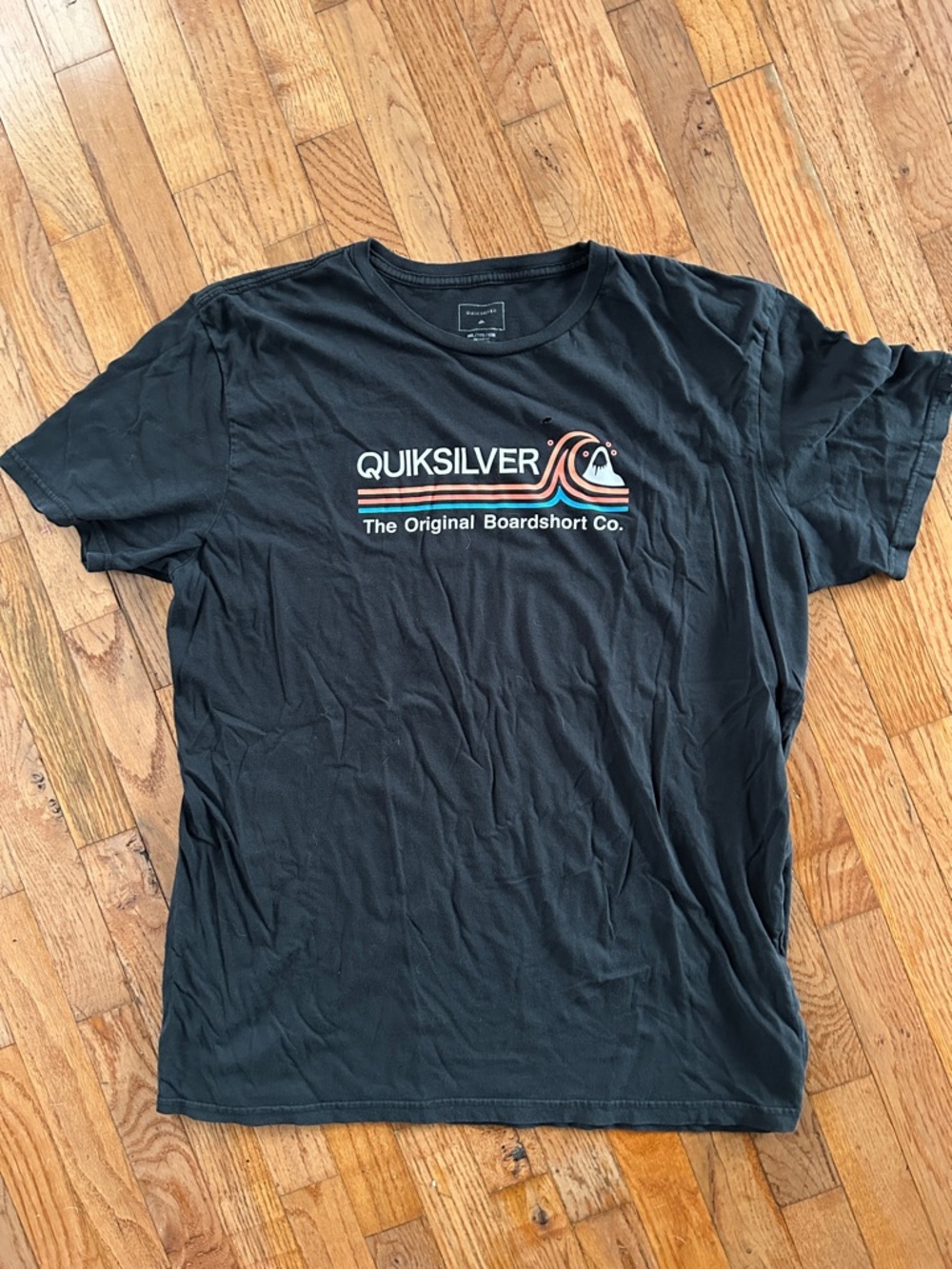 Quiksilver Black Short-Sleeve Logo Tee with Orange & White Accent